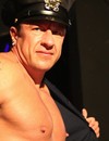 Hot middle aged man in boots and jocks strips out of his police uniform