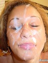 Naked brazilian girlfriend gets her face cum covered after really good blowjob
