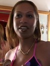 Black chick blows massive cock outdoors and has her pussy licked and pounded fro