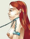 Cartoon fetish lady shows her art