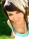 Young amateur emo girls with beautiful eyes and cute faces pose in underwear and show their tits