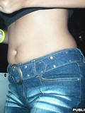 Amateur chicks in sexy blue jeans shake their asses and show their bellies