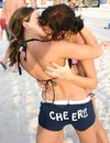 Young dolls kissing and making wild things on the beach with their girl and boy