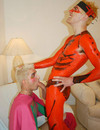 Queers in fun costumes blowjobbing and butts fucking