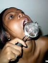 Cum loving dark skinned bitch satisfies her appetite after good blowjob