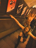 Two lesbian girls show their naughty bits and have sex in public places