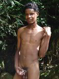 Skinny 18 year old african guy strips naked in nature and displays his sausage
