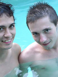 Barely legal gay boys fucking anally in the swimming pool and in the bedroom