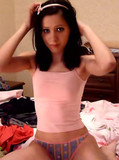 Cute emo teen Leila poses in tigth fit panties and displays her snatch