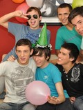 Teenage gay boy Julian and friends celebrate his 18th birthday and go topless at