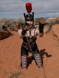 Pony girl dressed in black gets ruthlessly trained by master in the semi-desert