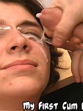 Amateur girl with playful eyes gets her face and glasses covered in sticky cum